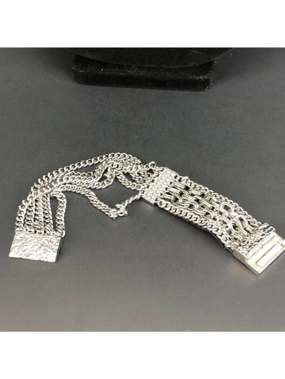 Vera Wang Dark Silver Tone Magnetic Chain Bracelet - Picture 2 of 6